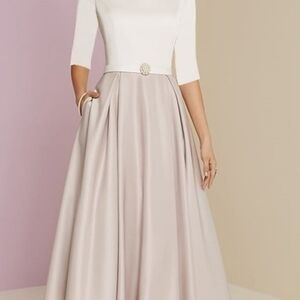 Elegant White and Cream Maxi Dress